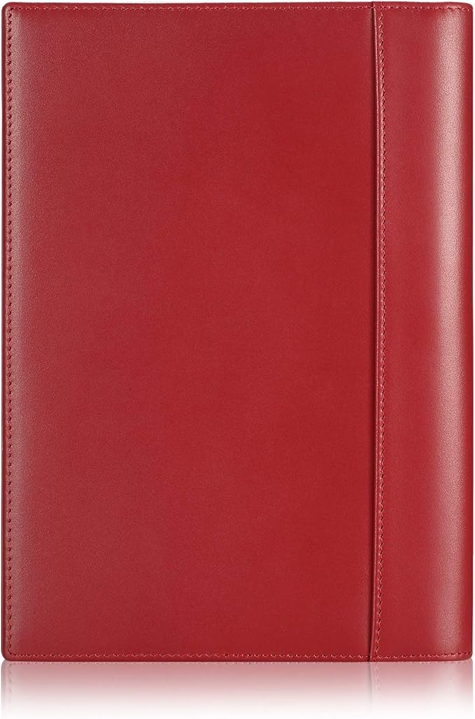Leather Junior Padfolio for Men & Women with Pen Loop, Italian Calfskin, Business Portfolio Notebook Folder (Bordeaux)