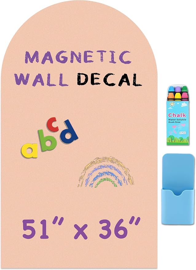Large Arch Magnetic Wall Decal - 51" x 36" Matte Finish Chalkboard Sticker for Wall - Magnetic Board for Playroom, Home Classroom(Camel Blush)