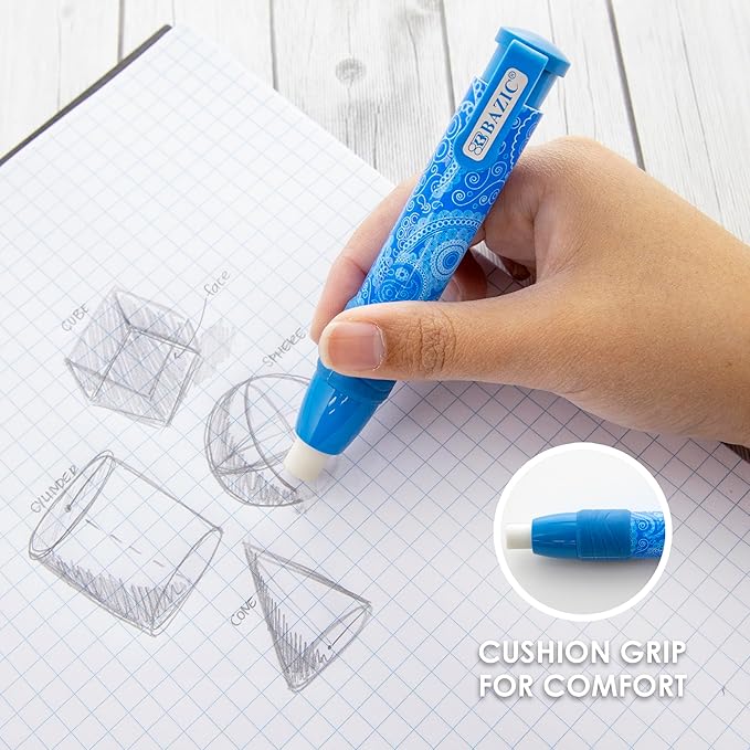 BAZIC Products Retractable Stick Erasers Paisley, Mechanical Pencil Eraser, Large Size Click Eraser for Art Drawing Sketching (2/Pack), 24-Packs