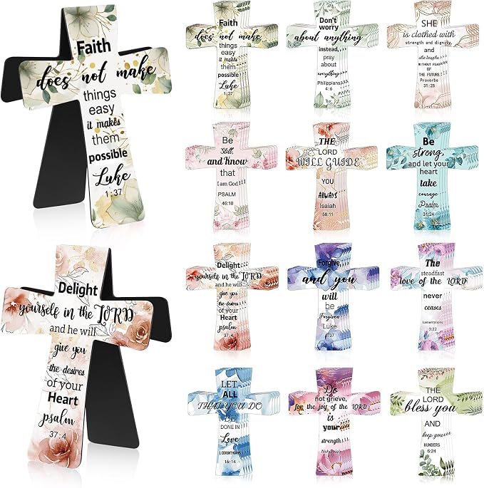 Resurhang 48 Pcs Magnetic Bookmarks Christian Cross Magnetic Page Markers Religious Bible Verses Bookmarks for Mother's Day Women Student Church Study Group Graduation Coworker Team (Watercolor)