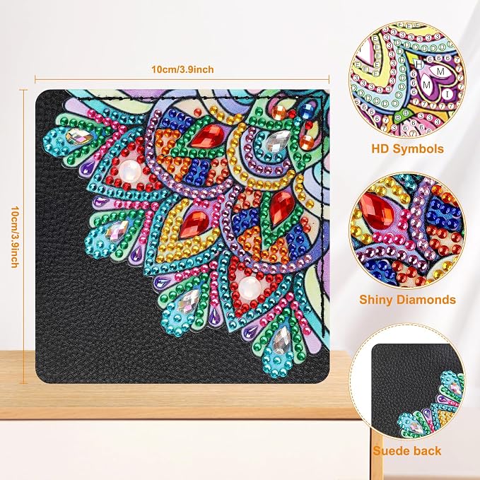 MXJSUA 6 Pcs DIY Diamond Art Painting Corner Bookmarks, Hand Corner Book Marks Gem Painting Art PU Leather Triangle Bookmarks for Home Office School Beginner Adults Reading Crafts Kit Book Lovers