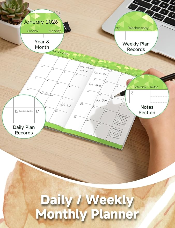 Pocket Calendar 2026-2028 Floral Series, Monthly Planner Jan 2026 to Jul 2028 (3.7" x 6.7") Perfect Purse Calendar, Pocket Agenda with Protective Plastic Sleeve-Multicolor Floral