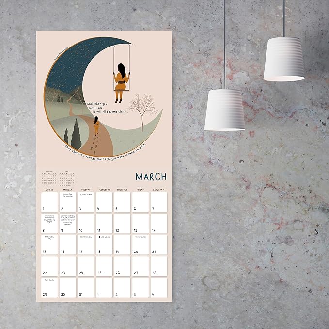 Grow with The Flow 2026 Wall Calendar, 12-Month Inspirational Art Calendar on Balance & Self Love, 12" x 12", Monthly Calendar 2026 Planner with Large Grids