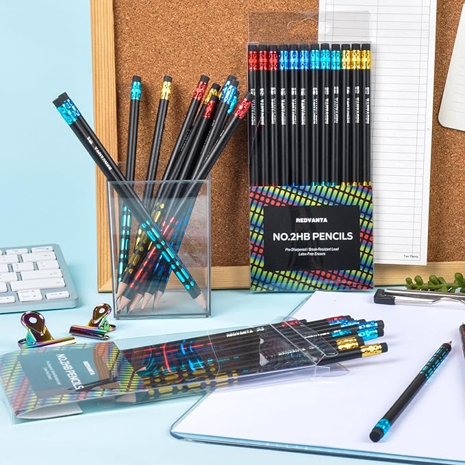 Pre-Sharpened Pencils #2 HB for Kids, School Number 2 Pencils with Latex-Free Erasers, Smooth Writing, Break-Resistant, Easy to Sharpen, Comfort Grip, Back to School Supplies, 12 Count