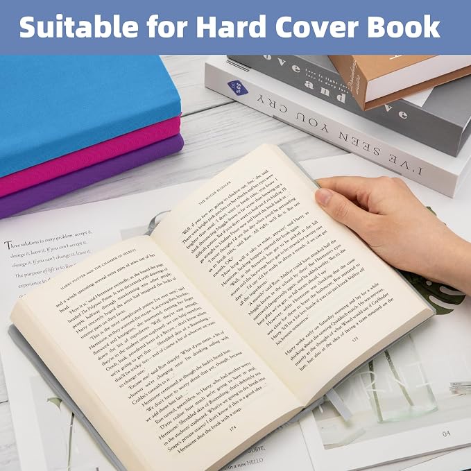 KICNIC Gray Fabric Book Cover for Hardcover, 1 Pack, 6x9 Inch, Up to 8.5”x9.5”, Adjustable School Book Sleeve Protector for Teens, Stretchable Decorative Cloth Book Sox for Book Lovers