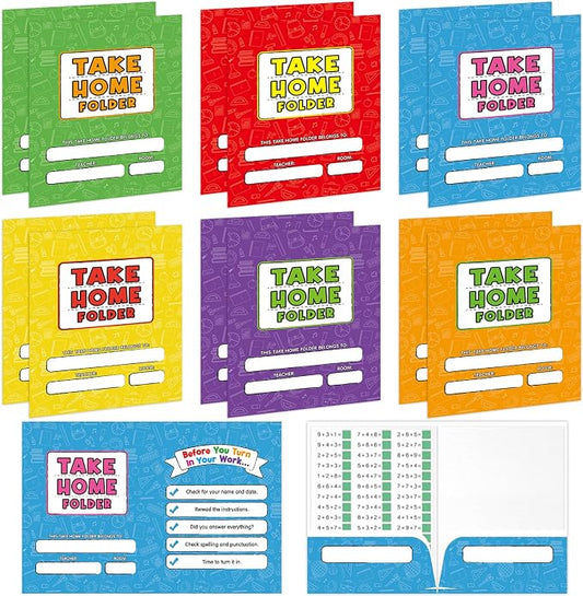 12PCS Take Home Folders Homework 2-Pocket Folders Bulk for Students A4 Letter Size Colorful Classwork Homework Folder Organizer Gifts for Home Office Teachers Educational Supply 9.45 x 12.2 Inch