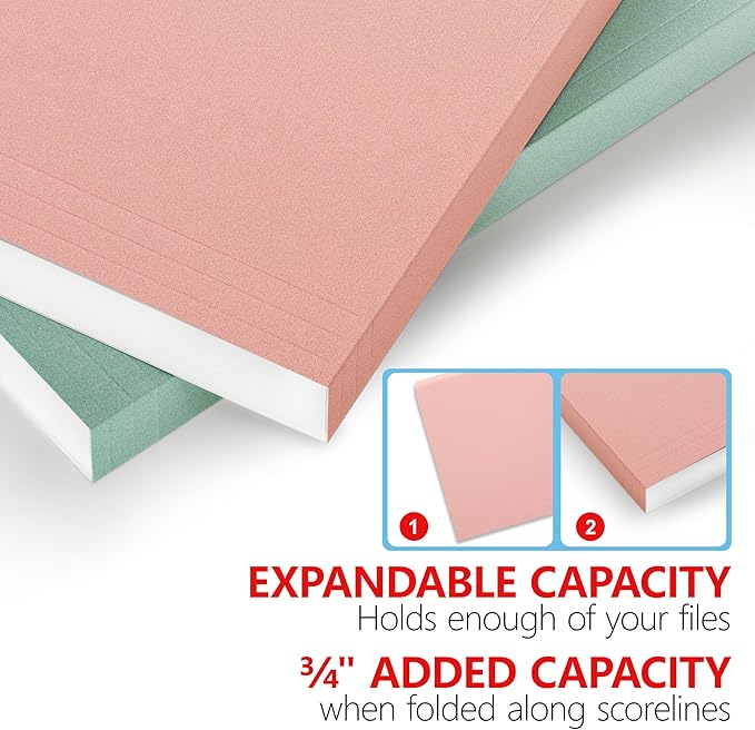 pmybupo18 Pack Green File Folders,1/3 Cut,Letter Size Colored File Folders,Decorative Multicolor Durable 11pt Paper,Two-Tone Design