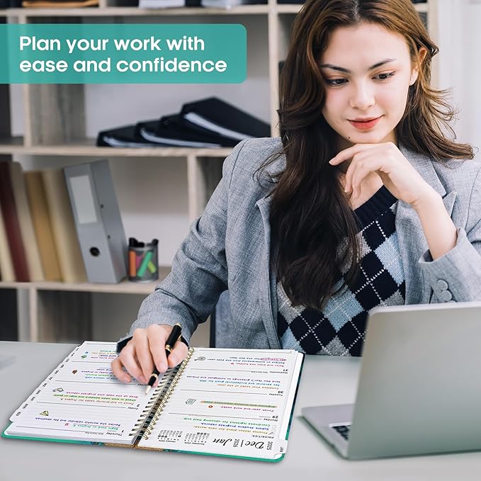 2026 Planner, Weekly and Monthly Calendar Planner Book, January 2026 - December 2026, Hardcover Spiral Planner with Monthly Tabs, Notes Pages, Perfect for Women & Men, A5 (6.4" x 8.5") - Ocean