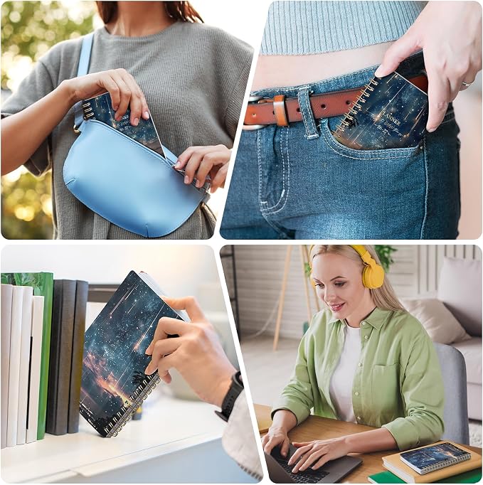 Pocket Calendar 2026-2027 - Pocket Planner 2026-2027, Jul. 2026 - Jun. 2027, 4.1'' × 6.8'', Weekly & Monthly Pocket Planner for Purse, Pocket Planner with 12 Colourful Monthly Tabs, Strong Twin-wire Binding, Galaxy Cover