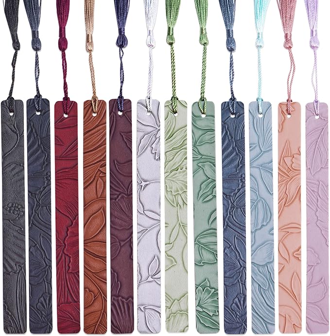 12 Pcs Pastel Leather Bookmarks Colorful for Women Students Teachers Book Lovers Reading Supplies(12colors7)