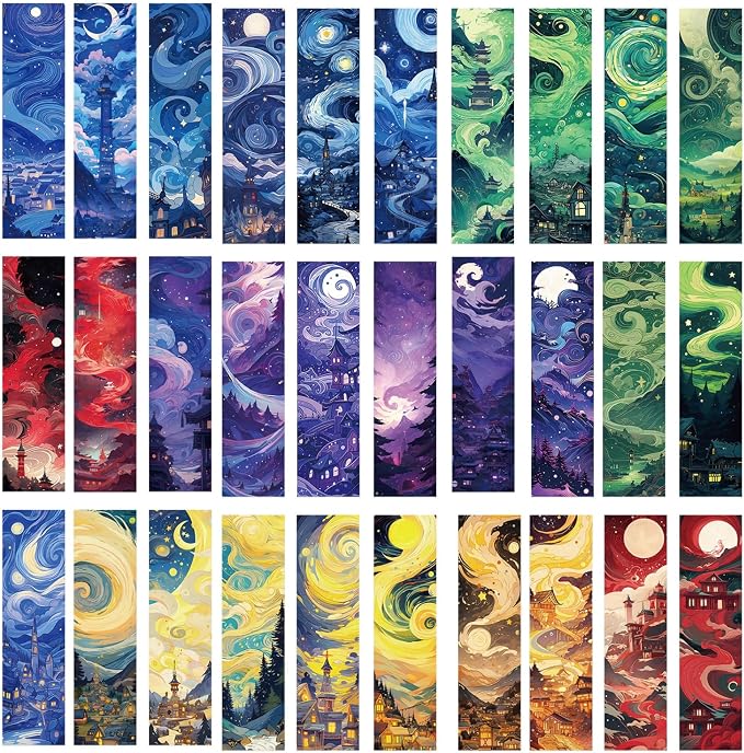 30 Pcs Fantasy Bookmarks for Kids Aesthetic Bookmark Watercolor Magic Bookmark for School Office Students Teens Book Reading Lovers Classroom Favors