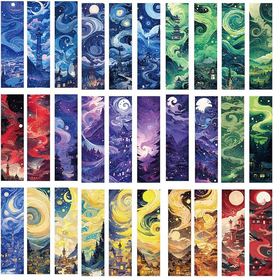 30 Pcs Fantasy Bookmarks for Kids Aesthetic Bookmark Watercolor Magic Bookmark for School Office Students Teens Book Reading Lovers Classroom Favors