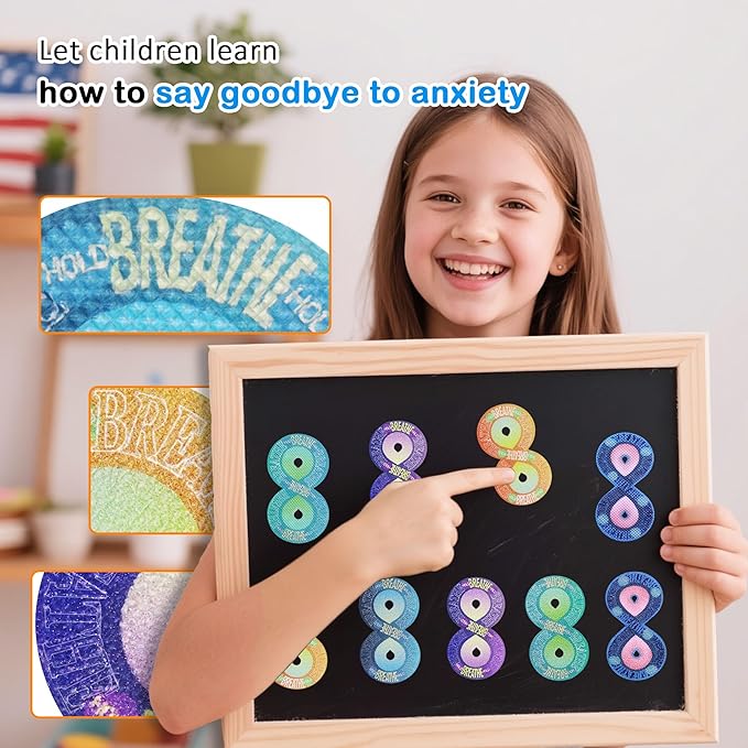 Calm Strips for Anxiety Sensory Stickers Anti Stress Tactile Textured Stickers Combined with Breathing Exercise for Fidget Strips Suitable for Students and Adults (40 PC)
