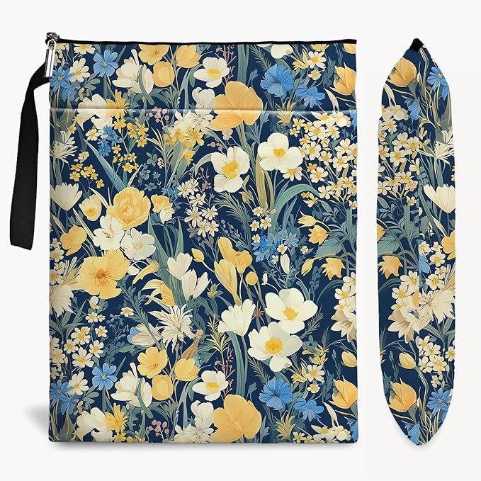 FOURTH WING Book Cover, Wildflower Pattern, Zipper Closure, Waterproof, Front Pocket, Book Lovers Gift for Women, Teacher, Graduation, Christmas
