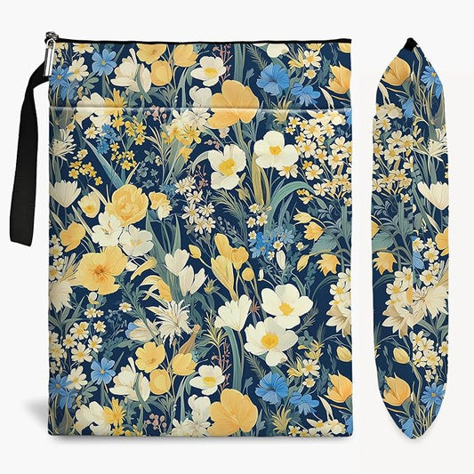 FOURTH WING Book Cover, Wildflower Pattern, Zipper Closure, Waterproof, Front Pocket, Book Lovers Gift for Women, Teacher, Graduation, Christmas