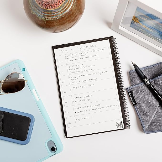 Rocketbook Fusion Reusable Undated Productivity Planner, Letter Size 8.5x11, Teal - Goals, Monthly and Weekly Calendar, Daily To-do List, Lined and Dotted Notes Pages