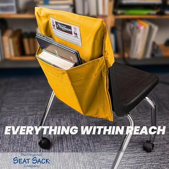 Seat Sack Elastic Back Storage Pocket, 12 to 17 Inches, Yellow - 1372905