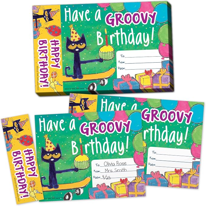 Edupress Pete The Cat Groovy Birthday Bookmark Awards (EP60327), Multi