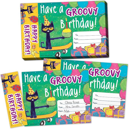 Edupress Pete The Cat Groovy Birthday Bookmark Awards (EP60327), Multi