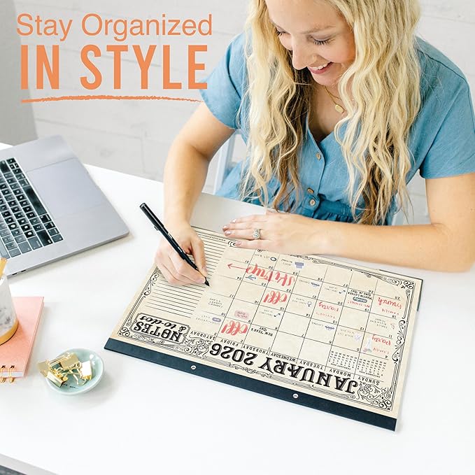 Hadley Designs Large Teacher Desk Calendar 2026-2027 - Desktop Calendar 2026, 18-Month Desk Calendars for Home, Office & Classroom, Cute Classroom Must Haves, Teacher Appreciation Gifts