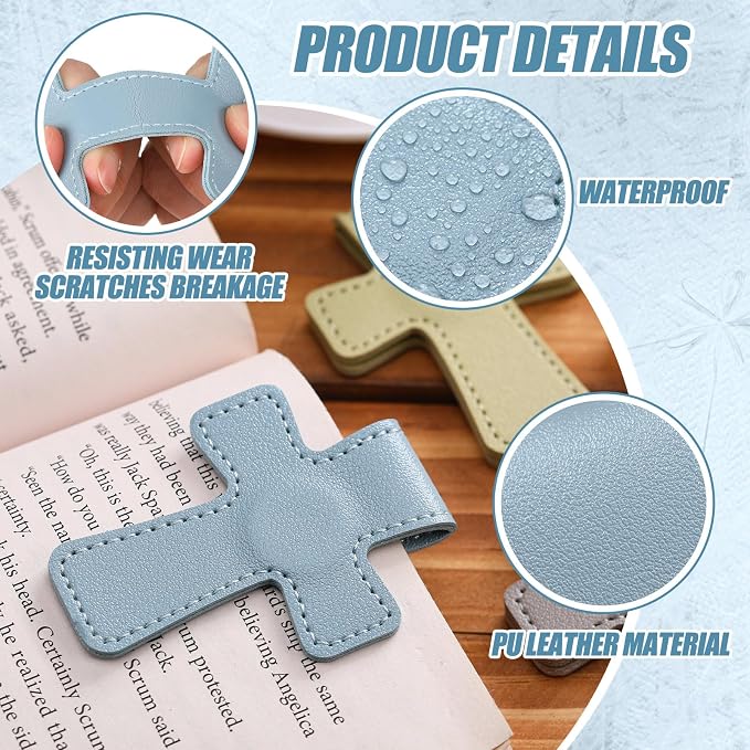 Relaxweex 6 Pcs Cross Leather Magnetic Bookmarks for Women Christian Bookmarks Page Markers Colorful Religious Cross Bookmark for Women Students Teachers Book Lovers Reading Supplies