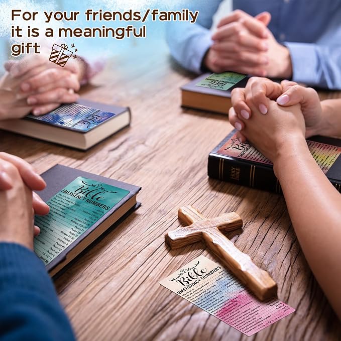 120 Pcs Colorful Bible Emergency Numbers Bookmark Christian Bookmarks Bible Verse Bookmarks for Church Welcome Gifts Sunday School Prayer Reading Rewards 2.3 x 5.3inch