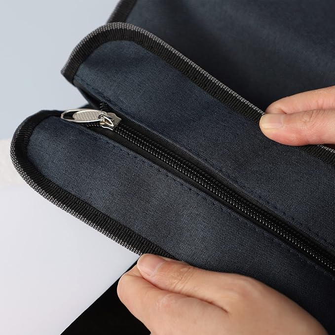 Portable Business Briefcase Zipper Bag Waterproof Durable A4 File Folder Bag Lightweight Carrying Case Handbag File Storage Organizer Holder for Office Meetings Travel