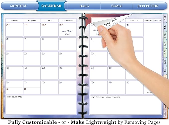 Tools4Wisdom Customizable Planner - 8.5x11 Inch Hardcover - Discbound Daily Weekly Monthly Disc Planner - Undated - 1DSC - Follow Your Dreams