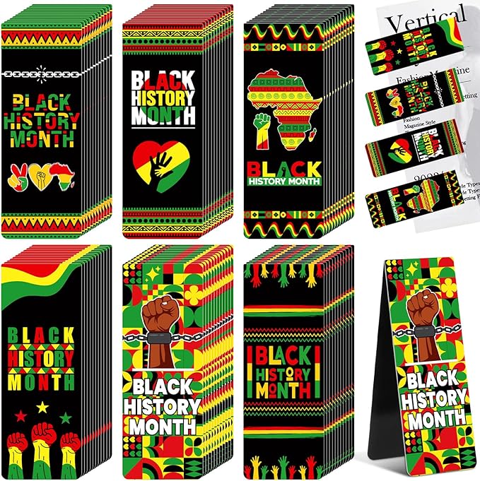 Resurhang 72 Pcs Black History Month Magnetic Bookmarks Magnet Juneteenth Clips Reading Accessories BHM Decorations for Celebrate African American Festival (Black History Month)