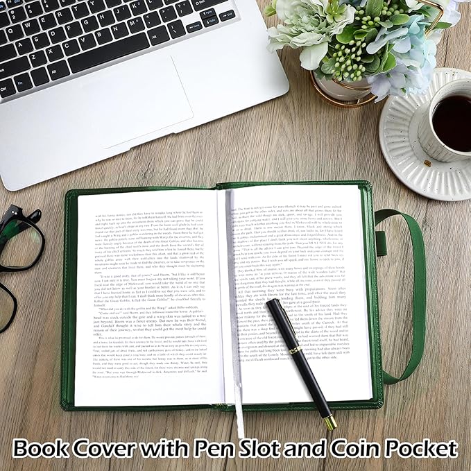 Motipuns Double Alcoholics AA Big Book Cover for 12 Steps & 12 Traditions Double AA Book Cover with Medallion Holder Pen Clip Alcoholics Gifts for Serenity Prayer(Dark Green)