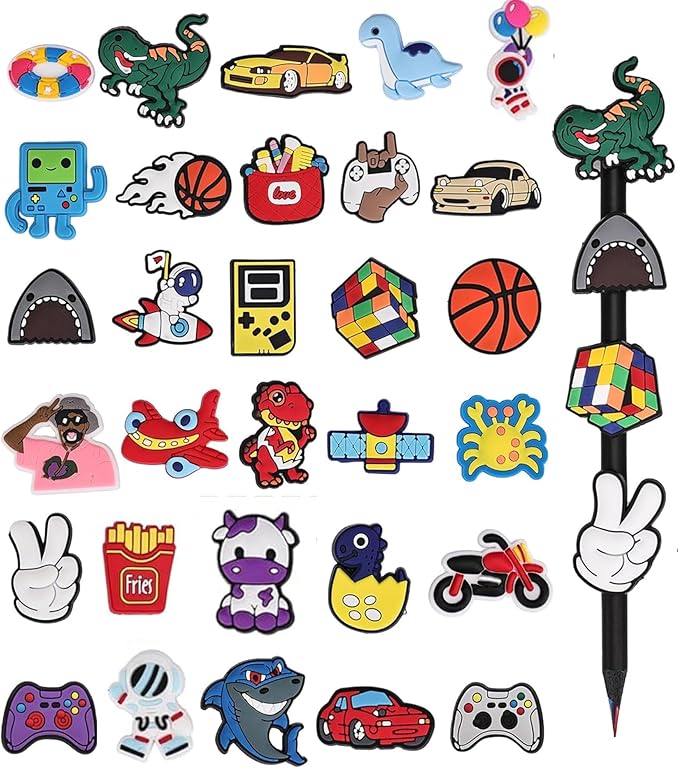 100PCS Mixed Pencil Toppers - Kawaii Pen Charms for Boys and Girls, Cute Classroom Rewards and Prizes for Students, Pencil Charms Decorations for School Supplies, Kids Incentives (100pcs Mixed)