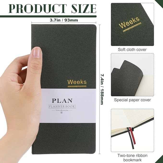 Fuyoooo 1 Pcs Weeks Planner Gift for Christmas, A6 / 3.9x7.4 inch Portable Planner Undated Pocket Size Calendar Year Month Week Mini Slim Notebook Journal Schedule for Traveler Office (Gray)