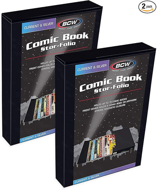 BCW Comic Book Stor-Folio – 2 Pack | Comic Book Travel Case for Current & Silver Age | Magnetic Comic Folio Carrier