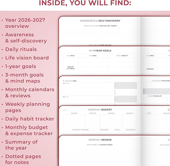 Clever Fox Planner PRO Premium Jan 2026-Jan 2027 – Luxurious Weekly, Monthly & Budget Agenda Organizer for Productivity & Reaching Goals, A4 Hardcover + Keepsake Box – Red