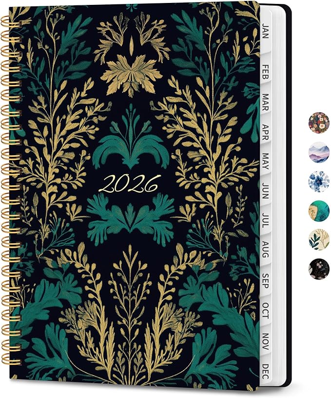 2026 Planner, Weekly and Monthly Planner for Women, January 2026 - December 2026, Hardcover 2026 Calendar Planner Book with Tabs, Inner Pocket, Spiral Bound, Perfect for Office Home School Supplies - A5 (6.3" x 8.5"), Gilded Botanica