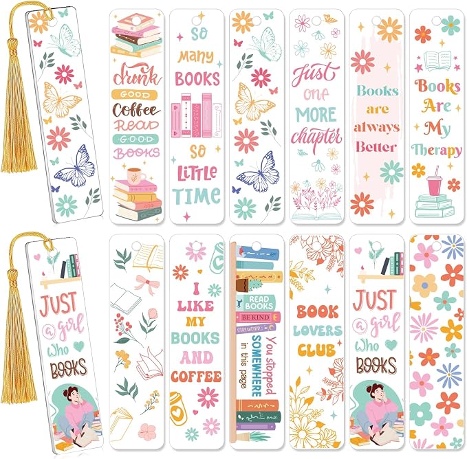 AFRITEE UV DTF Bookmark Wraps - 24 Sheets Boho Butterfly Flowers Double Sided Transfer Sticker DIY Bookmark Decals Craft Decoration