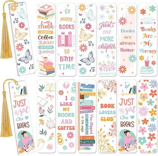AFRITEE UV DTF Bookmark Wraps - 24 Sheets Boho Butterfly Flowers Double Sided Transfer Sticker DIY Bookmark Decals Craft Decoration