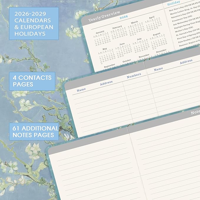 2026-2029 Pocket Planner/Calendar - 3 Year Monthly Planner 2026-2029, Jul 2026 - Jun 2029, 6.3" x 3.8", 61 Notes Pages, Inner Pocket, Pen Holder & Elastic Closure