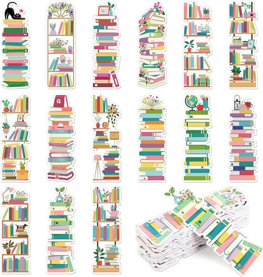 150 Pieces Book Tracker Bookmarks Bulk Bookshelf Design Double-Sided Reading Page Markers Bookmarks for Book Lovers Reading Women Students School Supplies