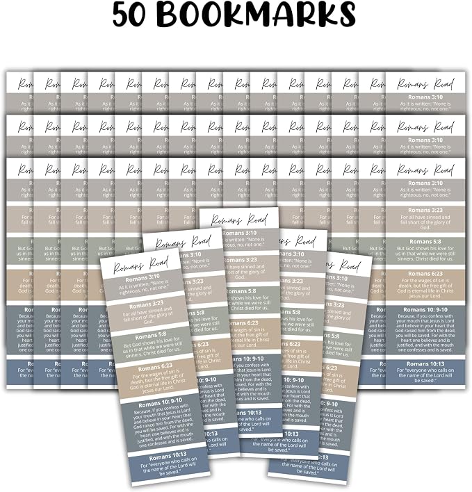 Romans Road Bible Verse Bookmark 50pk 2x6” Minimalist Modern How To Be Saved Girl Church Baptism Gift Youth Camp Present