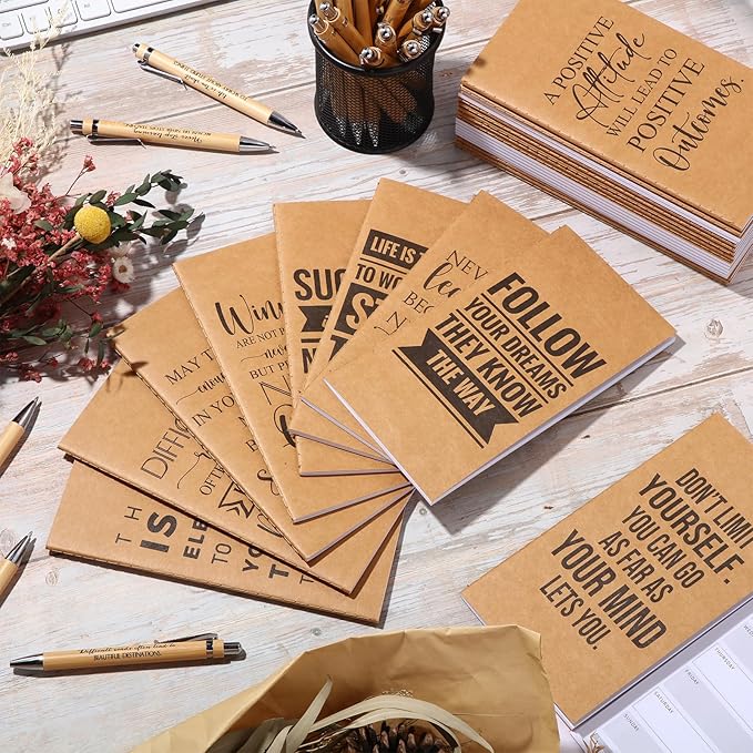 Spakon 20 Set Teacher Appreciation Gifts Bulk Small Planners 2026-2027 Pocket Weekly Planner with Pen Mini Daily Journal to Do List Notepad for Nurse Student Volunteer Employee Coworker (Kraft Color)