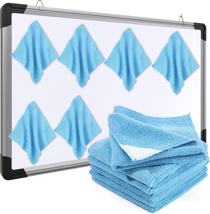 Fanfanwin 6 Pack Magnetic Microfiber Cleaning Cloth, Colorful Whiteboard Dry Erase, Magnetism Whiteboard Eraser for Blackboards Classroom Chalkboards Washable Home Office 10'' x 10''(Blue)