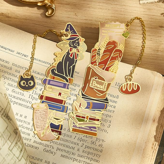 4 PCS Vintage Metal Bookmark, Hand-Drawn Book Marks for Reading Women, Book Lovers Gifts for Teachers Writer