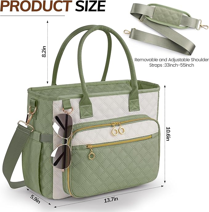 Large Bible Bag with Bible Cover Case for Women,Color-Blocking Bible Carrying Case,Church Tote Bag with Shoulder Strap for Bible Study Supplies,Christian Gifts for Women（Green）