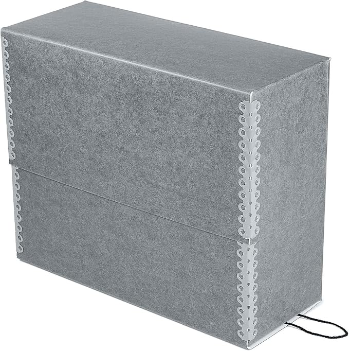 Lineco Archival Document Storage Box with Metal Edge, Acid-Free Gray Boxboard, Organize and Store Files, Prints, Photos, Legal-Sized Case 15.5" x 10.5" x 5" Wide