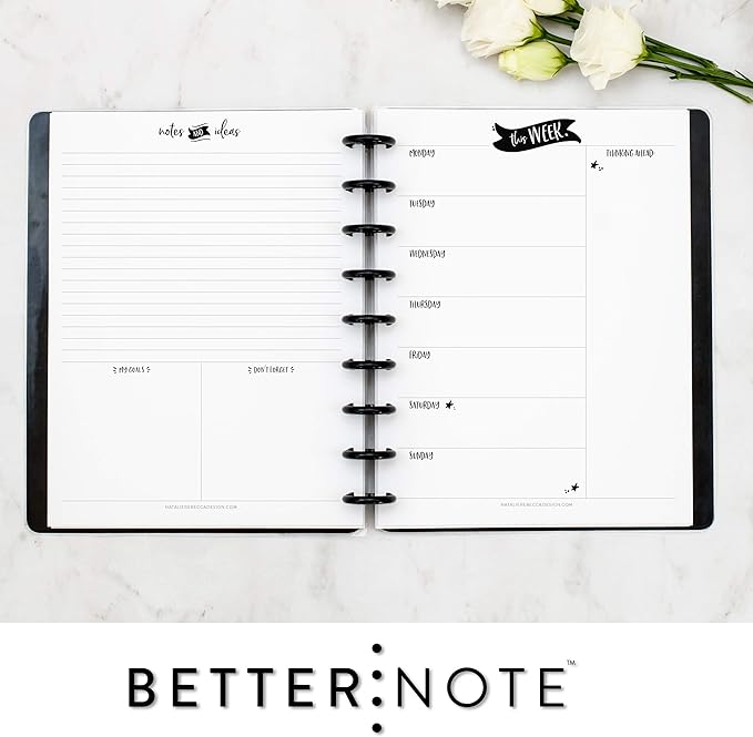 BetterNote This Week Refill Pages for Discbound Notebooks, Fits Big Happy Planner, Levenger Circa, Staples Arc, Talia (Whimsy- 6 months, 9-Disc, 7"x9.25")