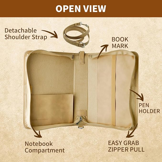 Bible Cover,Bible Cover Case for Women,Men&Children with Detachable Shoulder Strap,Handle for Bible and Other Book Accessories,Christian Art Gifts,PU Leather, Church Bag,Yellow