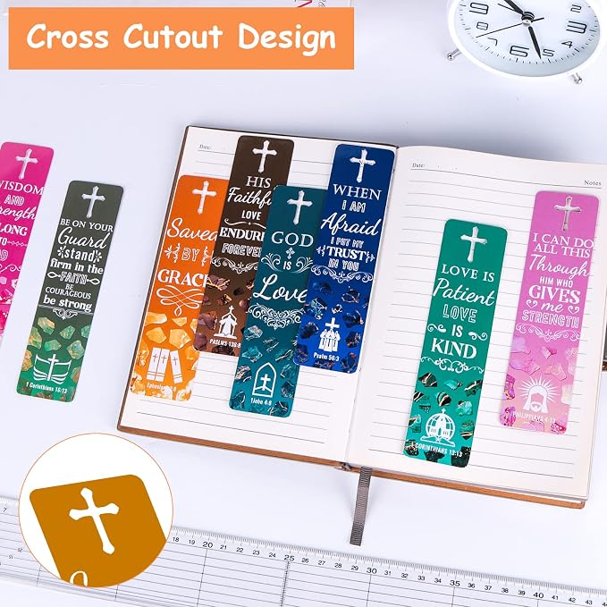 200 Pcs Bible Bookmarks Inspirational Scripture Christian Bookmark Motivational Book Markers Cross Bible Verse Book Marks for Reading Women Men Religious Church Supplies Father's Day Christian Gifts