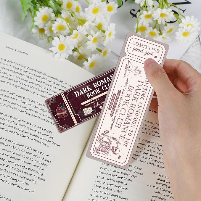 Dark Gothic Romance Bookmarks: 20 PCS Ticket-Style Bookish Gifts, Aesthetic Spicy Book Accessories for Women, Reading Merch for Adults & Book Club Lovers