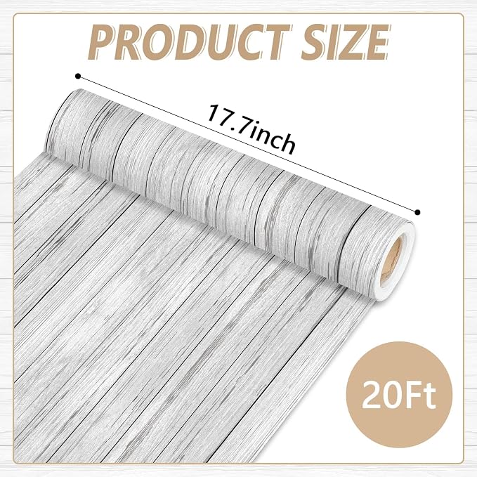 Qyeahkj Wood Grain Bulletin Board Paper Roll Rustic Bulletin Board Background Paper Gray Fade Resistant Classroom Decoration Poster Art Craft Home Wall Education Decor Supplies 17.7in x 20ft